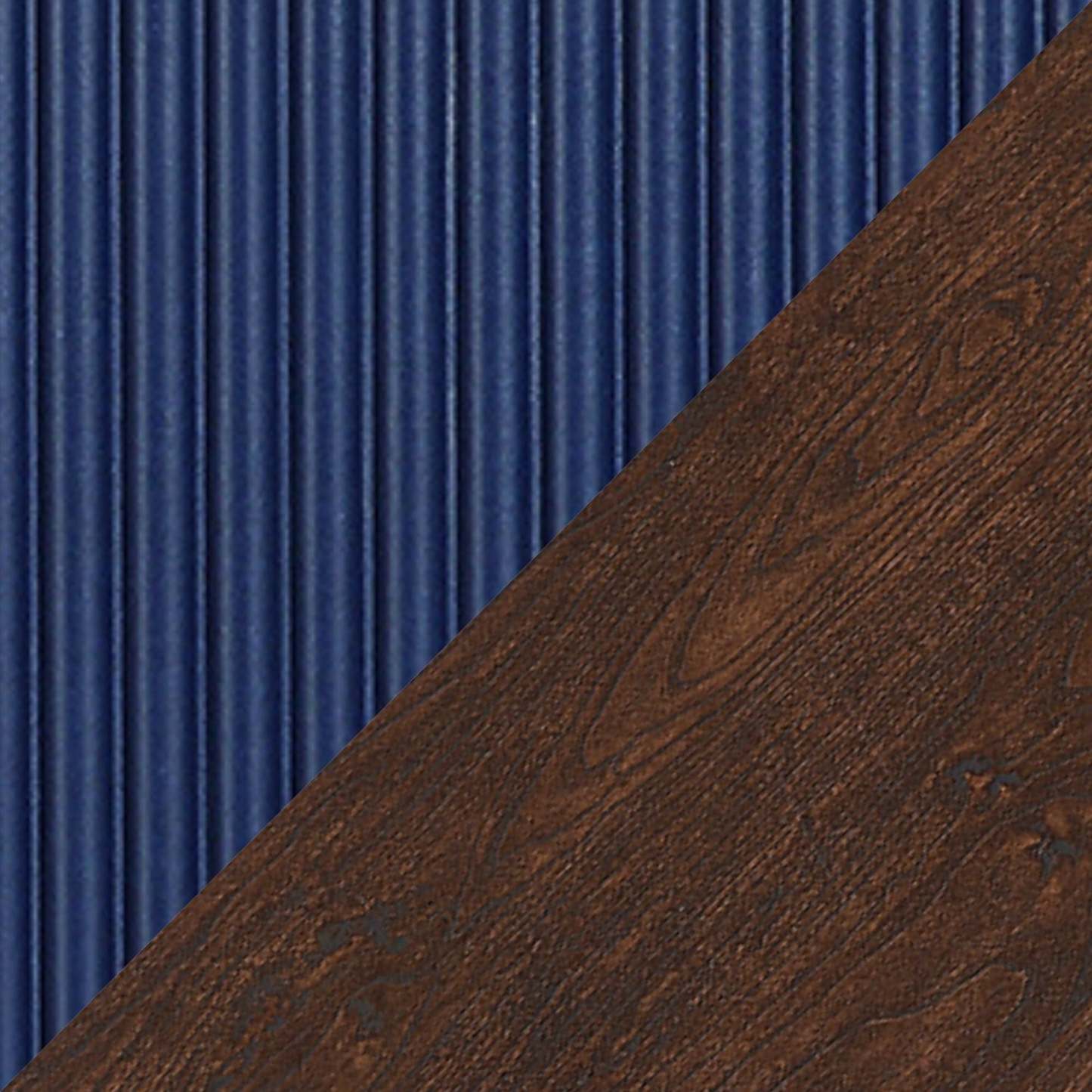 Manhattan Comfort Duane Modern Ribbed Nightstand with Full Extension Drawer - Dark Brown &amp; Navy Blue|Table de nuit moderne Duane de Manhattan Comfort avec cannelures et tiroir à extension complète - brun foncé et bleu marine