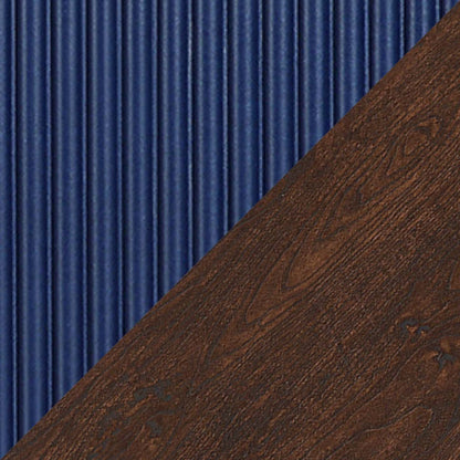 Manhattan Comfort Duane Modern Ribbed Nightstand with Full Extension Drawer - Dark Brown &amp; Navy Blue|Table de nuit moderne Duane de Manhattan Comfort avec cannelures et tiroir à extension complète - brun foncé et bleu marine