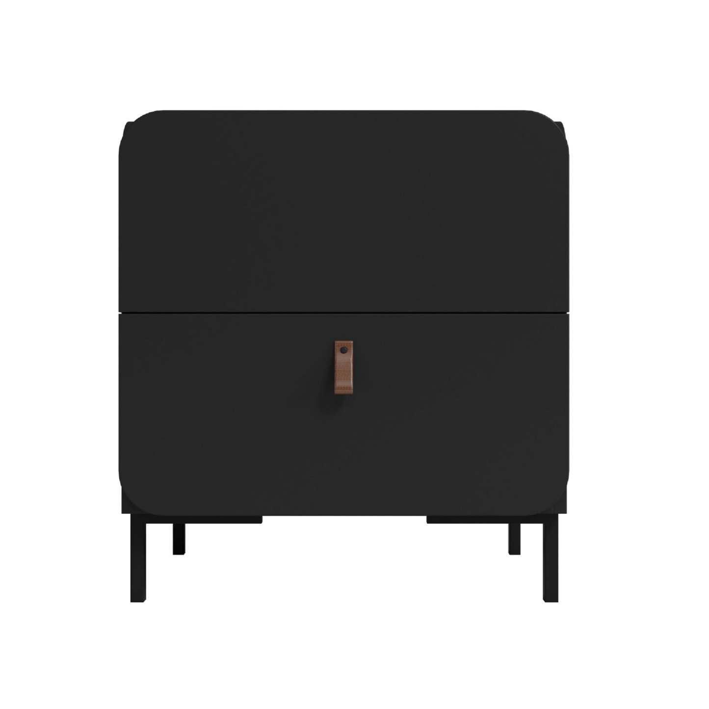 Manhattan Comfort Mid-Century Modern Bogardus Nightstand with 2 Drawers - Black|Table de nuit Bogardus de Manhattan Comfort de style moderne du milieu du 20e siècle avec 2 tiroirs - noire
