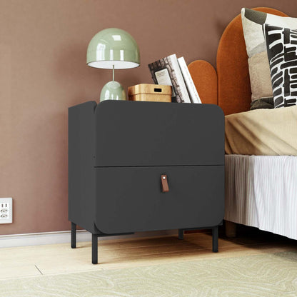 Manhattan Comfort Mid-Century Modern Bogardus Nightstand with 2 Drawers - Black|Table de nuit Bogardus de Manhattan Comfort de style moderne du milieu du 20e siècle avec 2 tiroirs - noire