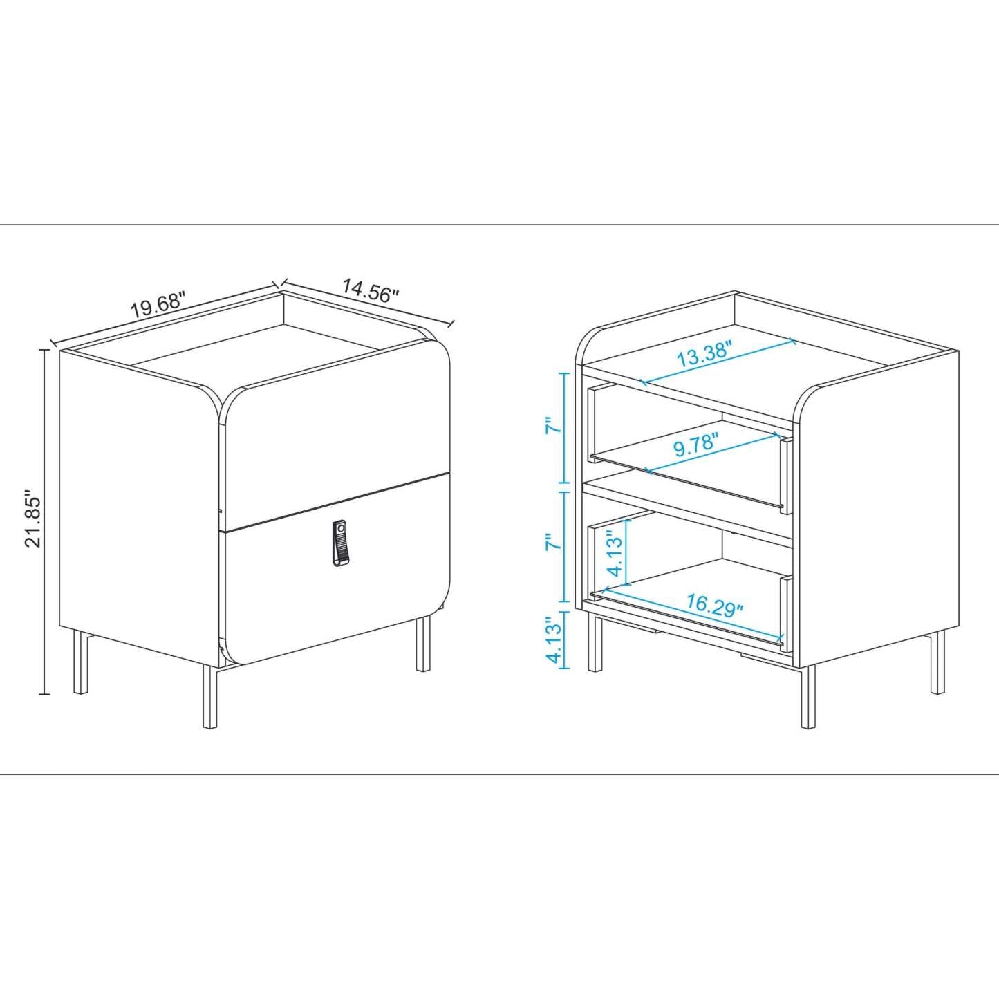 Manhattan Comfort Mid-Century Modern Bogardus Nightstand with 2 Drawers - White|Table de nuit Bogardus de Manhattan Comfort de style moderne du milieu du 20e siècle avec 2 tiroirs - blanche