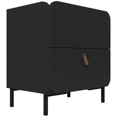 Manhattan Comfort Mid-Century Modern Bogardus Nightstand with 2 Drawers - Black|Table de nuit Bogardus de Manhattan Comfort de style moderne du milieu du 20e siècle avec 2 tiroirs - noire