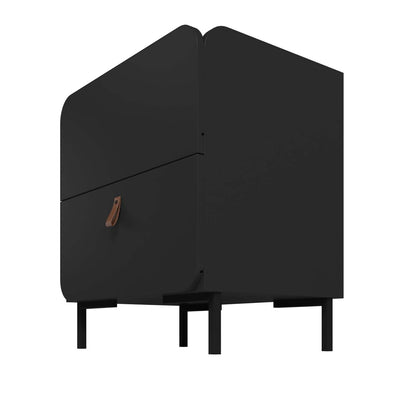 Manhattan Comfort Mid-Century Modern Bogardus Nightstand with 2 Drawers - Black|Table de nuit Bogardus de Manhattan Comfort de style moderne du milieu du 20e siècle avec 2 tiroirs - noire