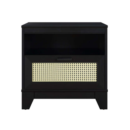 Manhattan Comfort Sheridan Modern Cane Nightstand - Black|Table de nuit moderne Sheridan de Manhattan Comfort avec cannage - noire