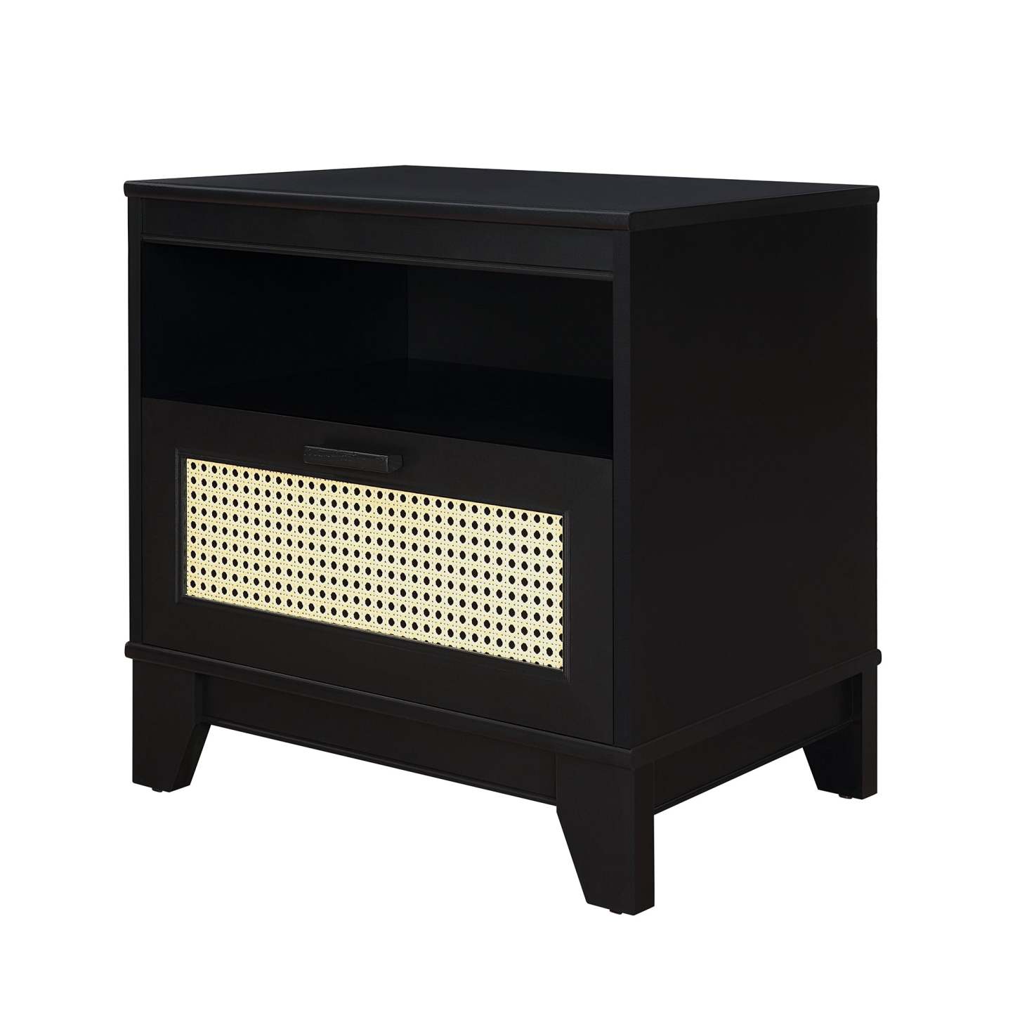 Manhattan Comfort Sheridan Modern Cane Nightstand - Black|Table de nuit moderne Sheridan de Manhattan Comfort avec cannage - noire