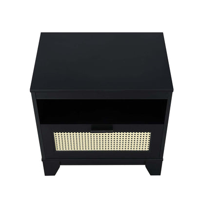 Manhattan Comfort Sheridan Modern Cane Nightstand - Black|Table de nuit moderne Sheridan de Manhattan Comfort avec cannage - noire