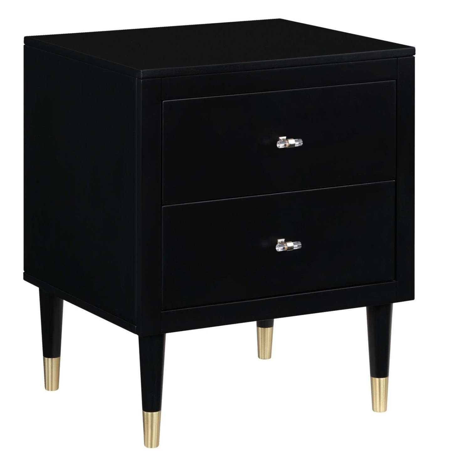 Manhattan Comfort Stanton Modern Nightstand with 2 Full Extension Drawers &amp; Solid Wood Legs - Black|Table de nuit moderne Stanton de Manhattan Comfort avec 2 tiroirs à extension complète et pattes en bois massif- noire