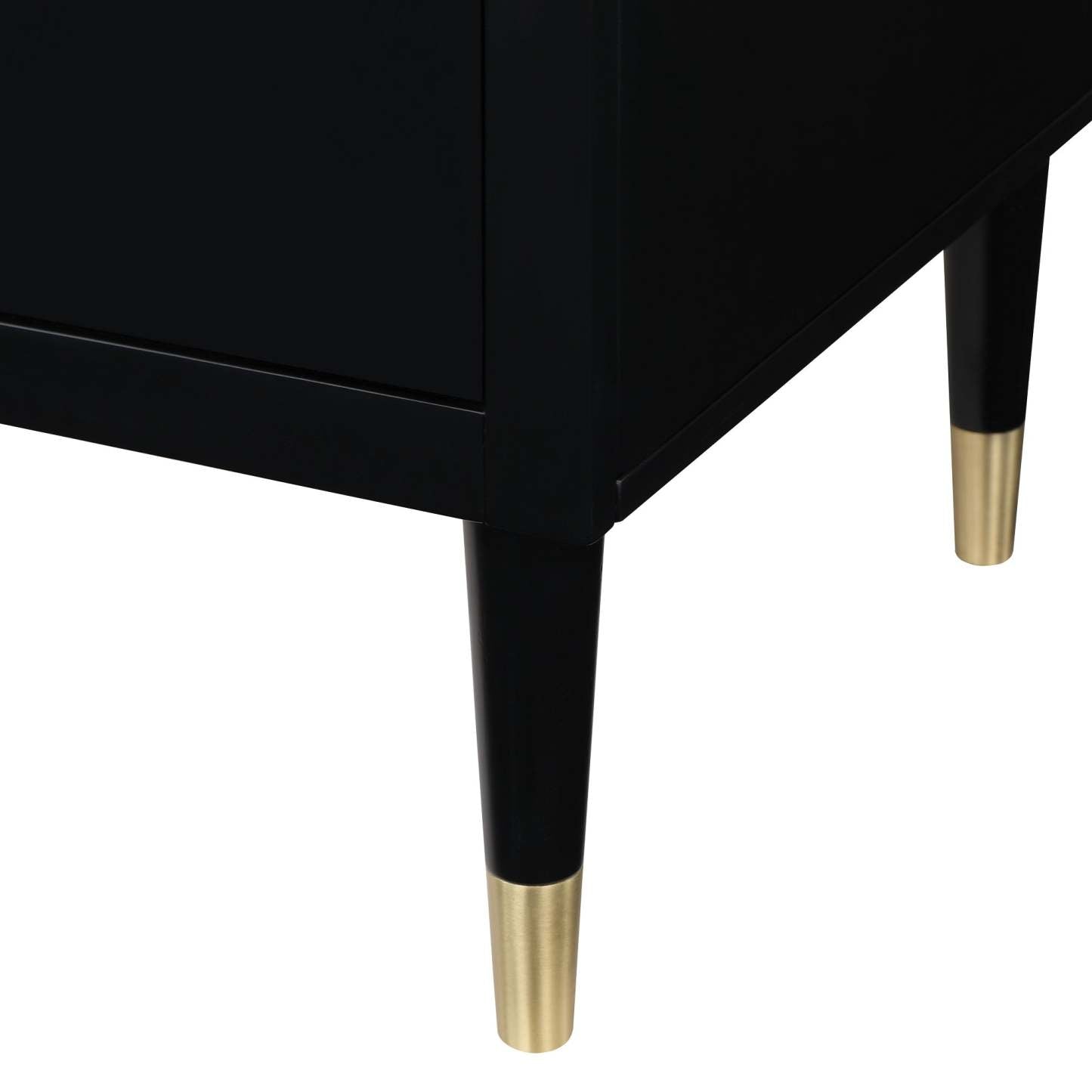 Manhattan Comfort Stanton Modern Nightstand with 2 Full Extension Drawers &amp; Solid Wood Legs - Black|Table de nuit moderne Stanton de Manhattan Comfort avec 2 tiroirs à extension complète et pattes en bois massif- noire