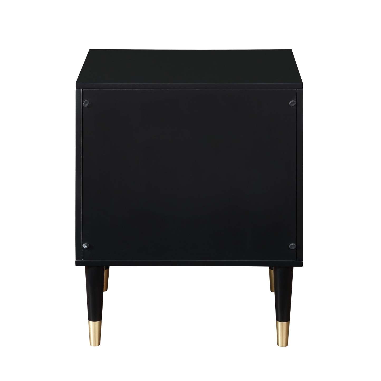 Manhattan Comfort Stanton Modern Nightstand with 2 Full Extension Drawers &amp; Solid Wood Legs - Black|Table de nuit moderne Stanton de Manhattan Comfort avec 2 tiroirs à extension complète et pattes en bois massif- noire
