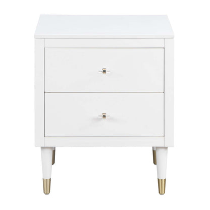 Manhattan Comfort Stanton Modern Nightstand with 2 Full Extension Drawers &amp; Solid Wood Legs - White|Table de nuit moderne Stanton de Manhattan Comfort avec 2 tiroirs à extension complète et pattes en bois massif- blanche