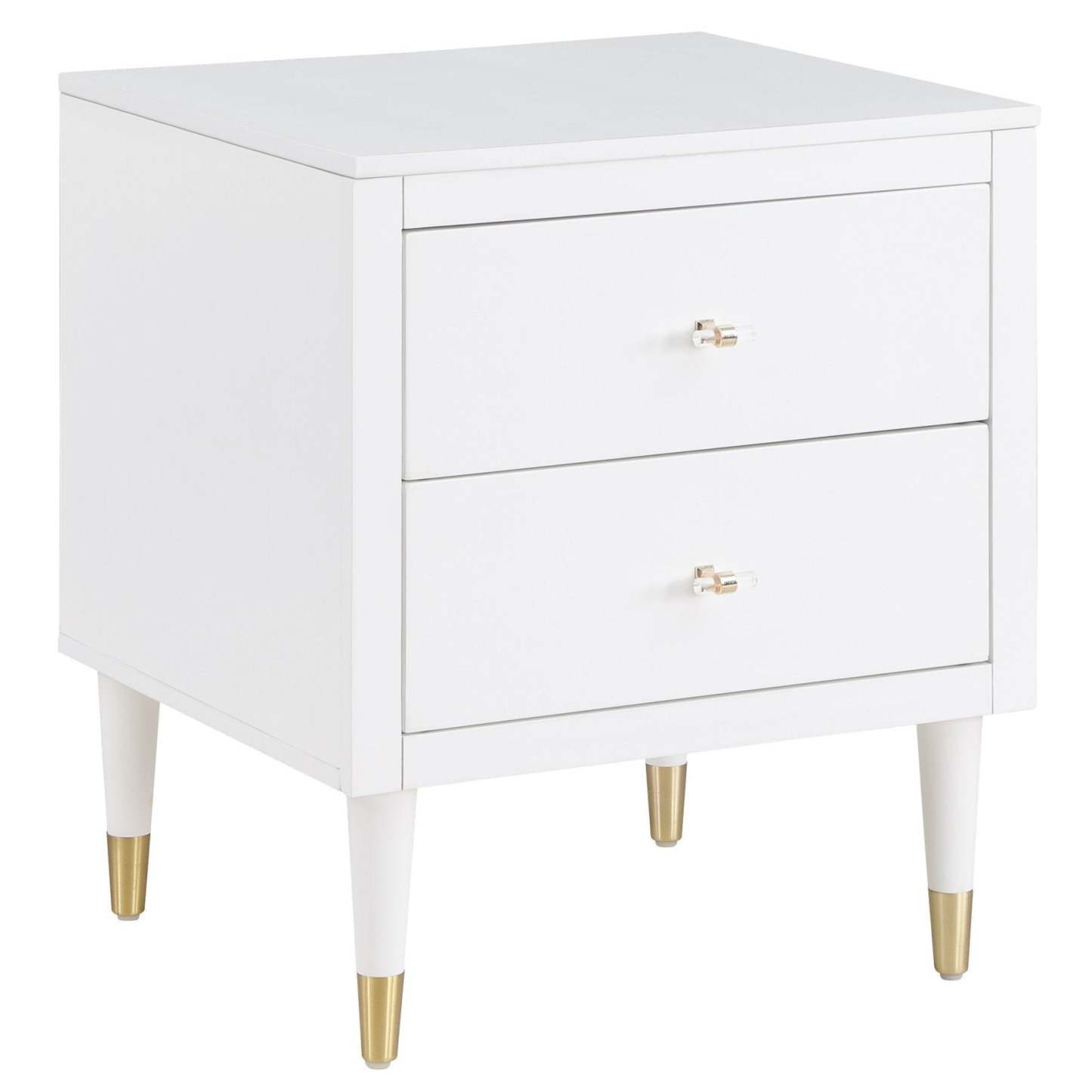 Manhattan Comfort Stanton Modern Nightstand with 2 Full Extension Drawers &amp; Solid Wood Legs - White|Table de nuit moderne Stanton de Manhattan Comfort avec 2 tiroirs à extension complète et pattes en bois massif- blanche