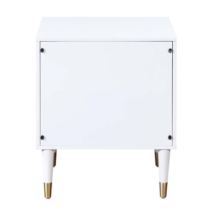 Manhattan Comfort Stanton Modern Nightstand with 2 Full Extension Drawers &amp; Solid Wood Legs - White|Table de nuit moderne Stanton de Manhattan Comfort avec 2 tiroirs à extension complète et pattes en bois massif- blanche