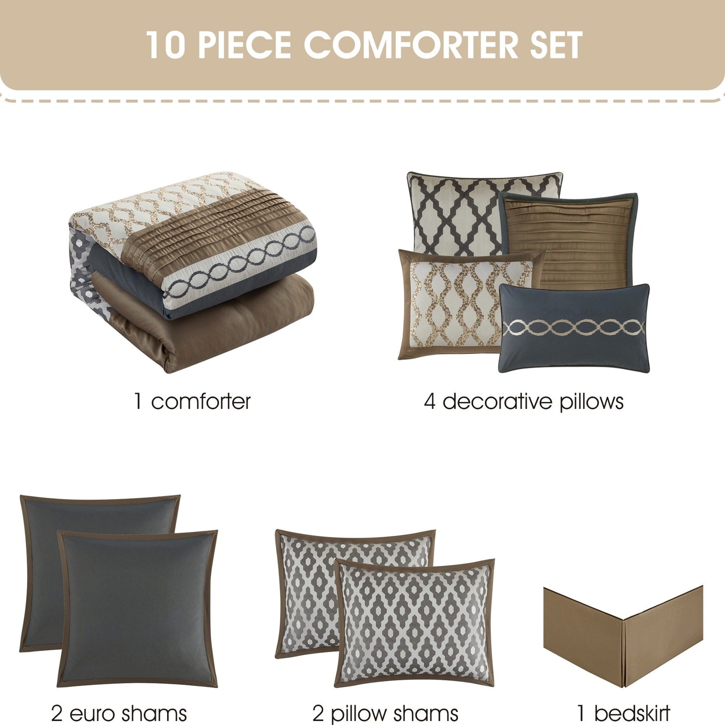 Ensemble de couette géométrique de luxe 10 pièces Nanshing Calvin