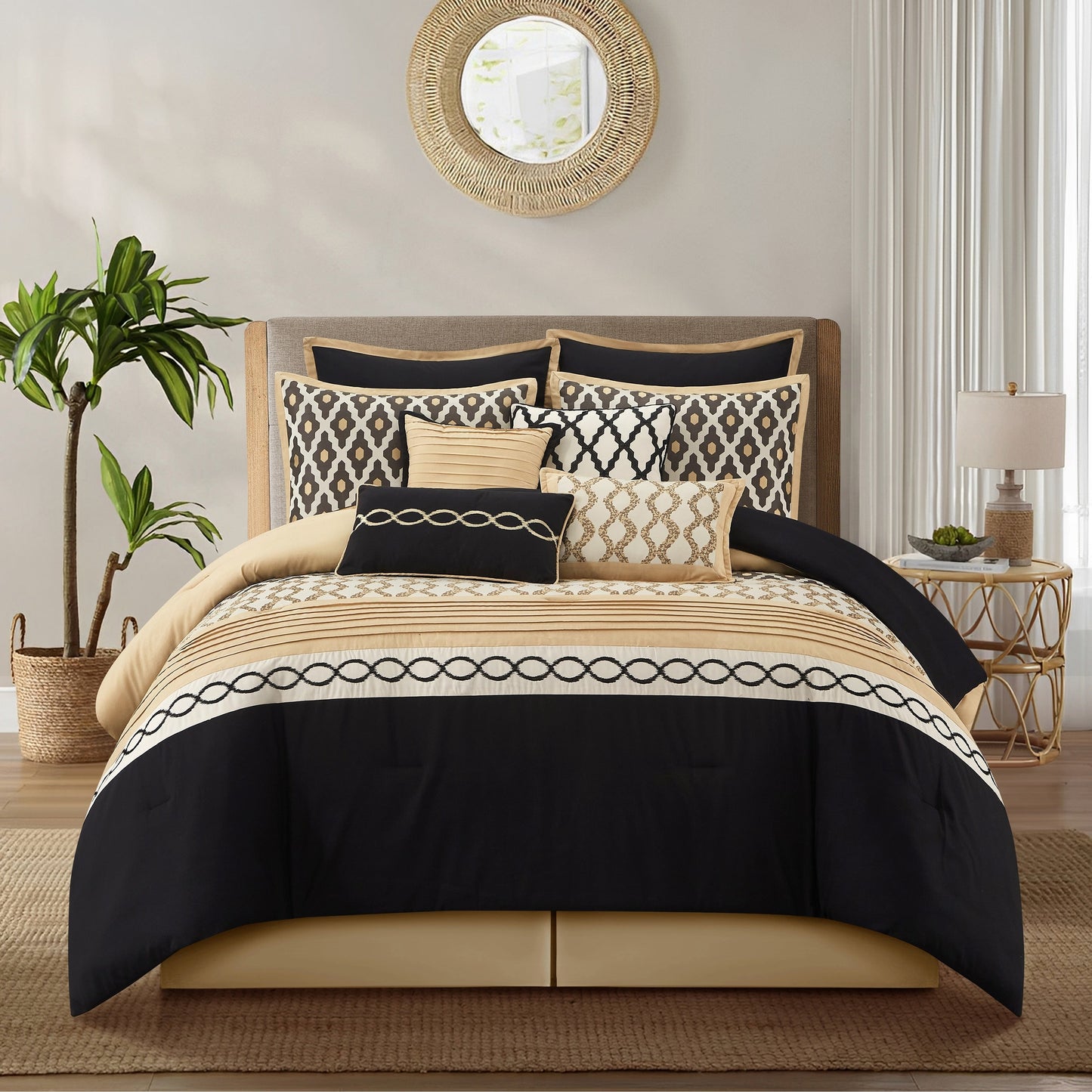 Ensemble de couette géométrique de luxe 10 pièces Nanshing Calvin