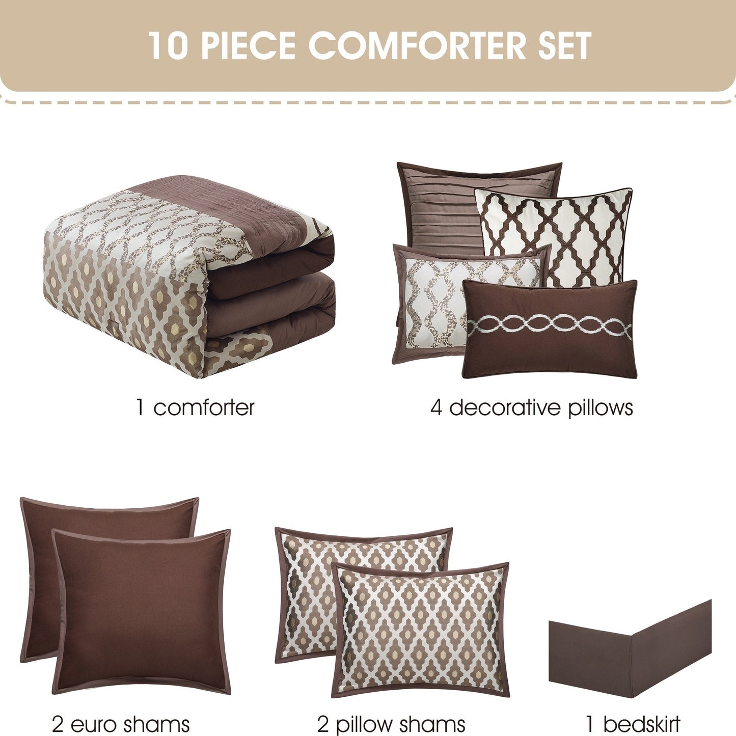 Ensemble de couette géométrique de luxe 10 pièces Nanshing Calvin