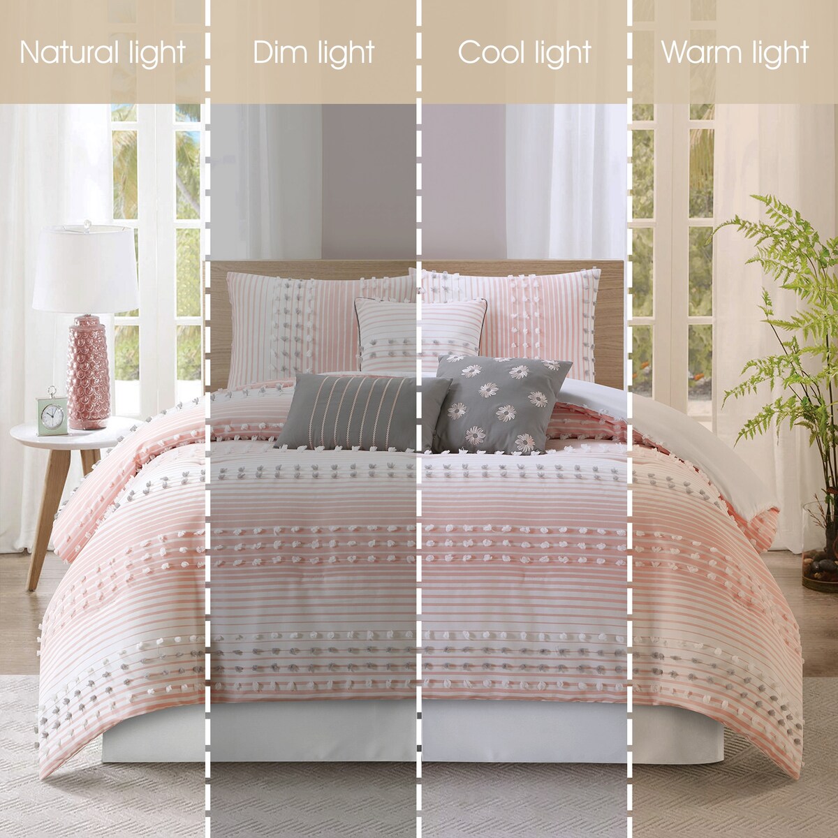 Ensemble de couette 7 pièces à rayures modernes Nanshing Jessy