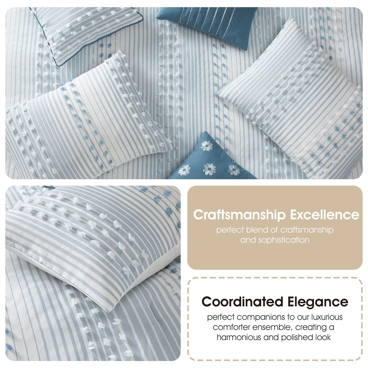 Ensemble de couette 7 pièces à rayures modernes Nanshing Jessy