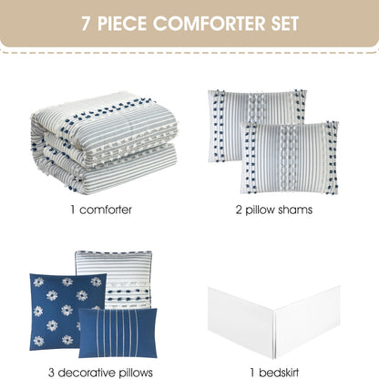 Ensemble de couette 7 pièces à rayures modernes Nanshing Jessy