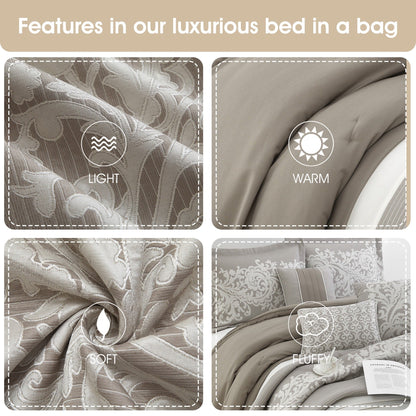 Ensemble de couette 7 pièces Nanshing Salem Damask Jacquard