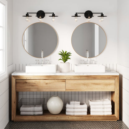 Applique murale de salle de bain Nathan James Pattinson à 3 lumières avec structure en métal et abat-jour fin