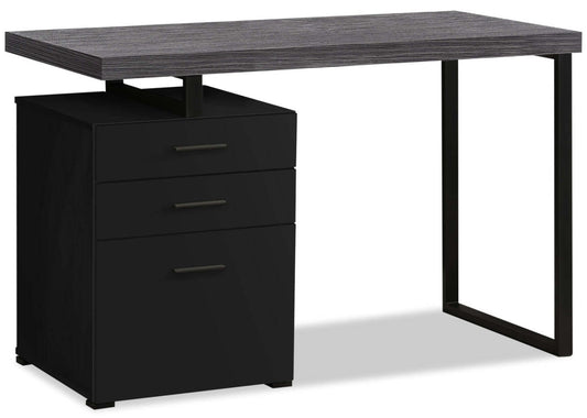 Bureau d'ordinateur Orion 47.25 avec 3 tiroirs - Noir et gris|Bureau d'ordinateur Orion de 47,25 po à 3 tiroirs - noir et gris
