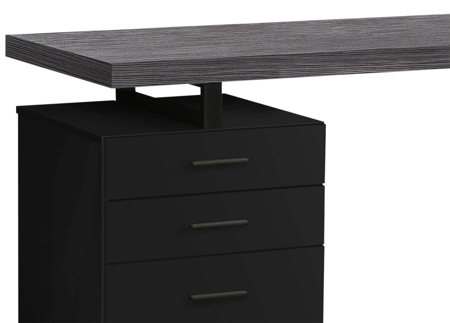 Bureau d'ordinateur Orion 47.25 avec 3 tiroirs - Noir et gris|Bureau d'ordinateur Orion de 47,25 po à 3 tiroirs - noir et gris