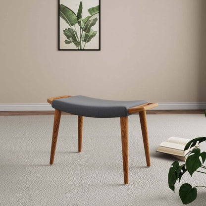 Manhattan Comfort Geta Ottoman - Charcoal &amp; Antique Walnut|Pouf Geta de Manhattan Comfort - anthracite et noyer antique