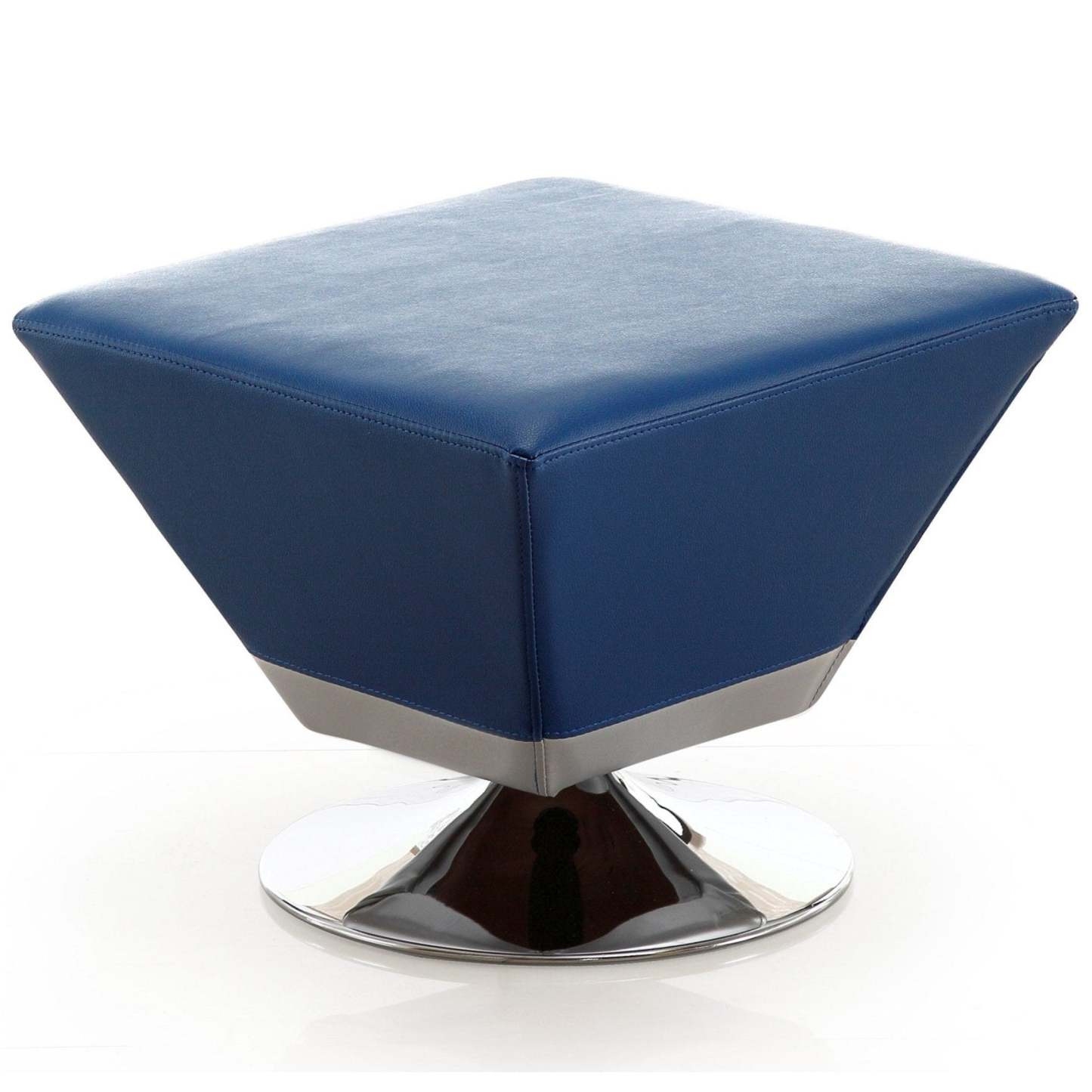 Manhattan Comfort Diamond Polished Chrome Pivotant Ottoman - Bleu|Pouf pivotant Diamond de Manhattan Comfort en chrome poli - bleu