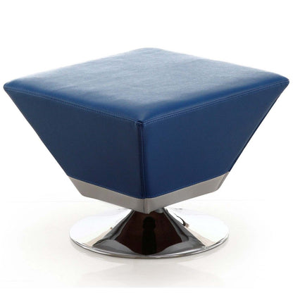 Manhattan Comfort Diamond Polished Chrome Pivotant Ottoman - Bleu|Pouf pivotant Diamond de Manhattan Comfort en chrome poli - bleu
