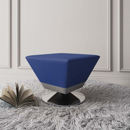 Manhattan Comfort Diamond Polished Chrome Pivotant Ottoman - Bleu|Pouf pivotant Diamond de Manhattan Comfort en chrome poli - bleu