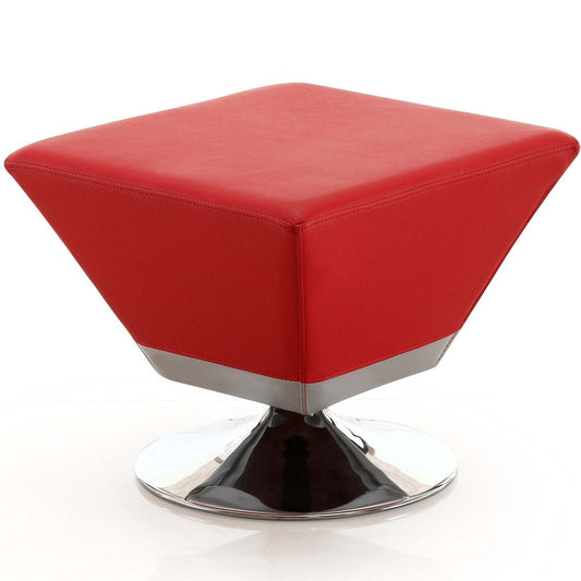 Pouf pivotant Manhattan Comfort Diamond en chrome poli - Rouge