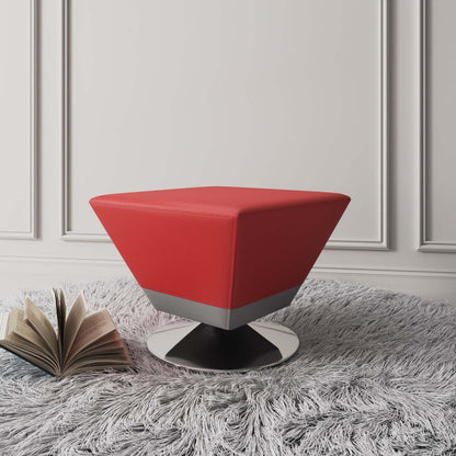 Pouf pivotant Manhattan Comfort Diamond en chrome poli - Rouge