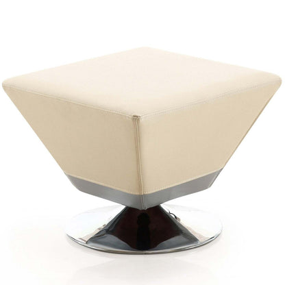 Pouf pivotant Manhattan Comfort Diamond en chrome poli - Tan|Pouf pivotant Diamond de Manhattan Comfort en chrome poli - tan