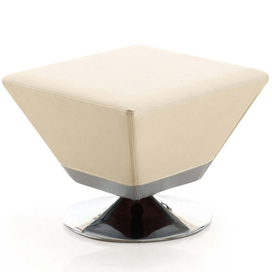 Pouf pivotant Manhattan Comfort Diamond en chrome poli - Tan|Pouf pivotant Diamond de Manhattan Comfort en chrome poli - tan