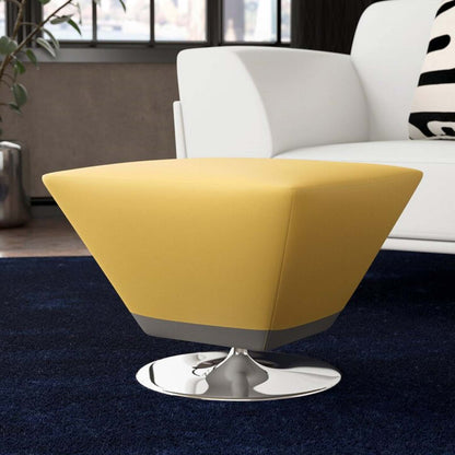 Pouf pivotant Manhattan Comfort Diamond en chrome poli - Jaune