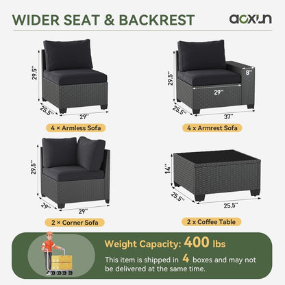 Ensembles de meubles de patio extérieurs avec coussins épais de 4 pouces