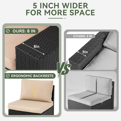 Ensembles de meubles de patio extérieurs avec coussins épais de 4 pouces