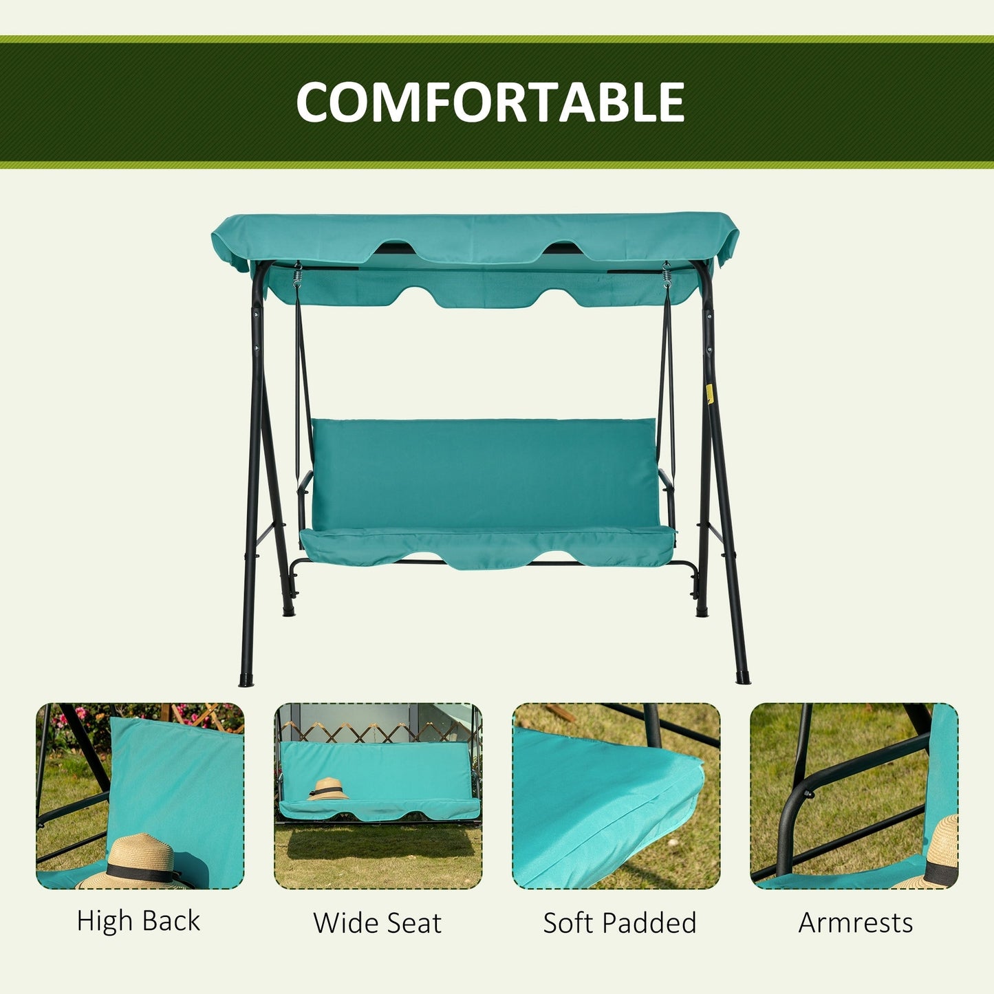 Balançoire de jardin Outsunny pour 3 personnes