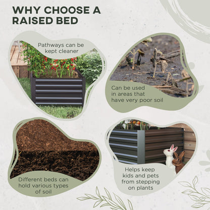 Jardinière surélevée Outsunny, 71 x 36 x 23 cm, en acier galvanisé, pour plantes d'extérieur avec tiges renforcées