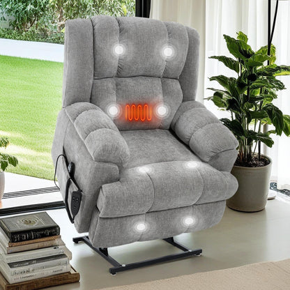 Fauteuil inclinable électrique surdimensionné en chenille avec massage et chauffage lombaire, inclinable en position infinie