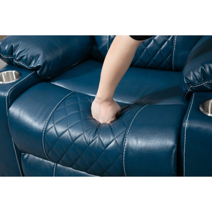 Fauteuil inclinable électrique surdimensionné en cuir PU avec massage, chauffage lombaire, porte-gobelet, position à plat à 180°