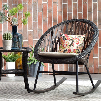 Ensemble bistrot OVIOS 3 pièces avec chaises à bascule et table basse en verre