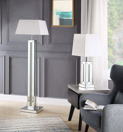 Persia 54.3 Glam Lampadaire avec verre, miroir et cristaux acryliques|Lampe à pied somptueuse Persia de 54,3 po avec verre, miroir et cristaux en acrylique