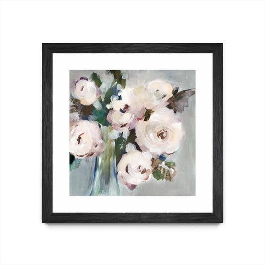 Bouquet Rose Pâle I Matted and Framed Black 36x36 Wall Art|Œuvre d'art murale encadrée noire et mate « Bouquet Rose Pâle I » 36 x 36
