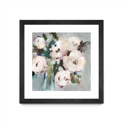 Bouquet Rose Pâle I Matted and Framed Black 30x30 Wall Art|Œuvre d'art murale encadrée noire et mate « Bouquet Rose Pâle I » 30 x 30