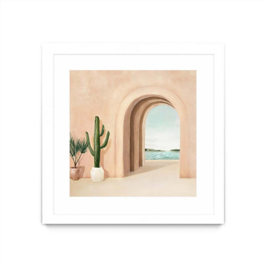 Coastal Arch Matted and Framed White 36x36 Wall Art|Œuvre d'art murale encadrée blanche et mate « Coastal Arch » 36 x 36