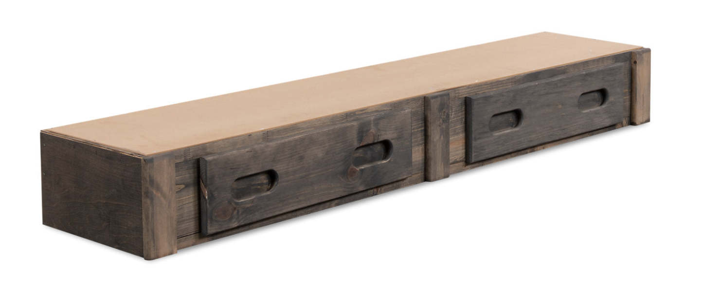 Piper Lit gigogne de rangement sous lit à 2 tiroirs pour enfants, bois de pin massif - Bois flotté gris | Lit gigogne de rangement sous le lit Piper à 2 tiroirs en pin massif pour enfants - gris bois de grève