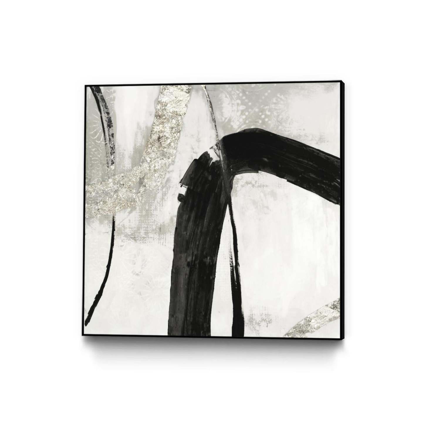 Black Ink Ii Canvas Framed Black 20x20 Wall Art|Œuvre d'art murale sur toile encadrée noire « Black Ink Ii » 20 x 20