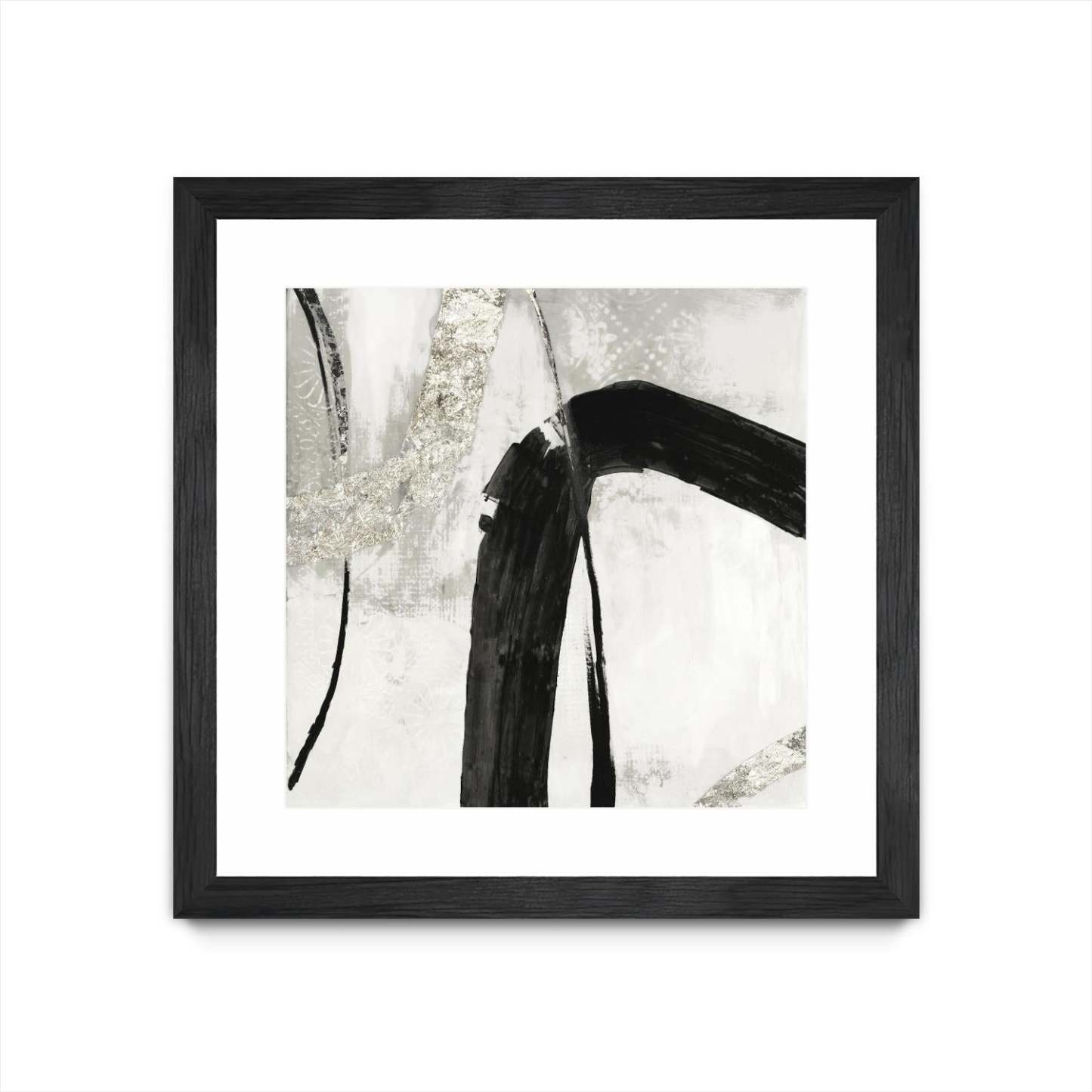 Black Ink Ii Matted and Framed Black 36x36 Wall Art|Œuvre d'art murale sur toile encadrée noire « Black Ink Ii » 36 x 36