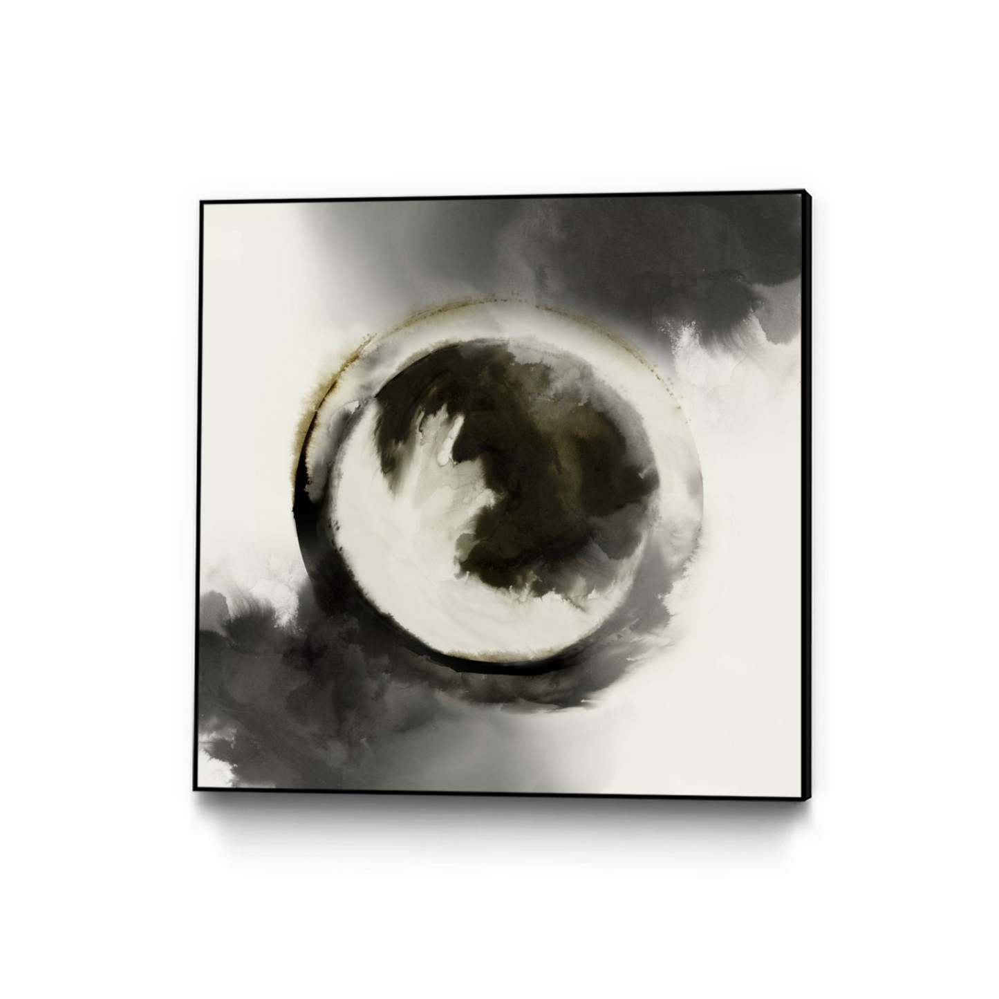 Smokey Circumference Canvas Framed Black 20x20 Wall Art|Œuvre d'art murale sur toile encadrée noire « Smokey Circumference » 20 x 20